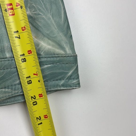 Sabani turquoise white marbled leather jacket made in Italy size xxs - Picture 8 of 15